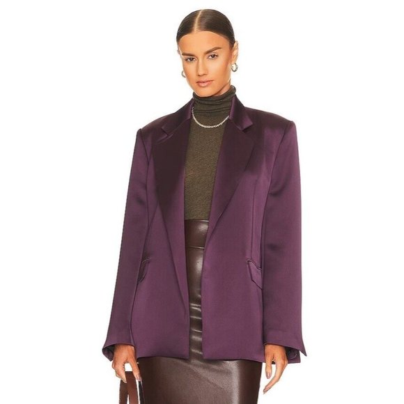ITMFL Lycia Satin Jacket Aubergine Deep Purple Satin